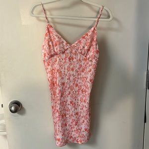 RESA double strap shift dress pink with floral